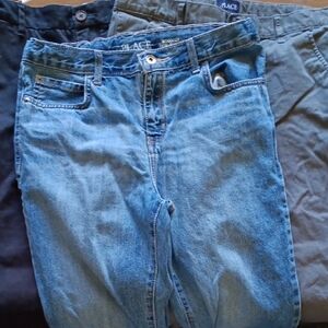 Set of 3 -- Boys 12 Husky Pants -- Blue Denim, Gray, and Black